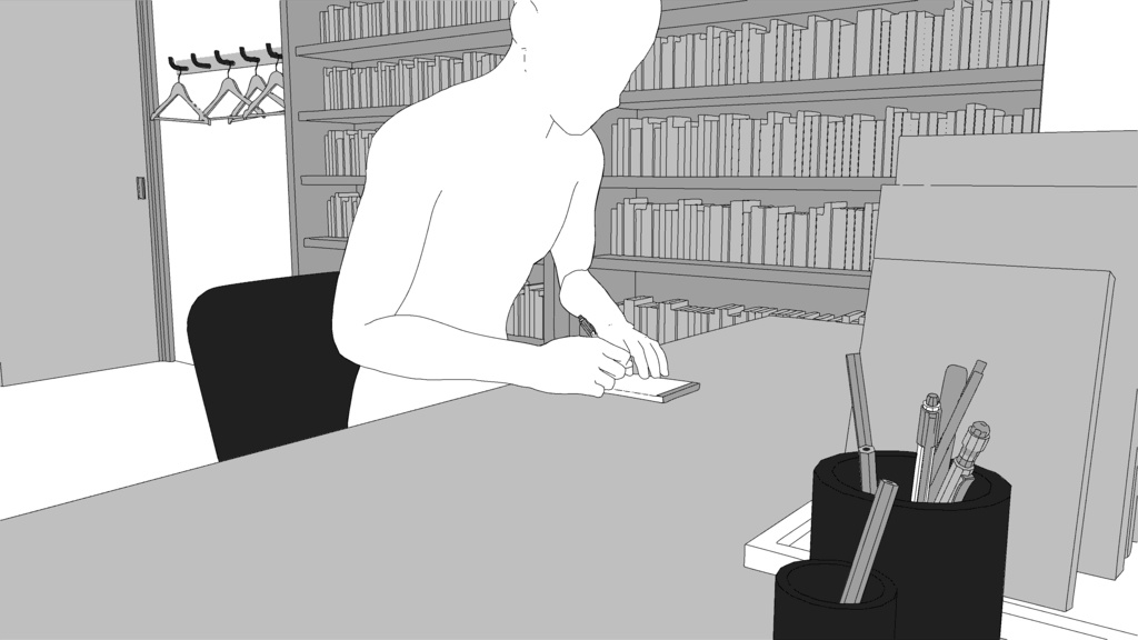 書斎【クリスタ用素材】【3D】