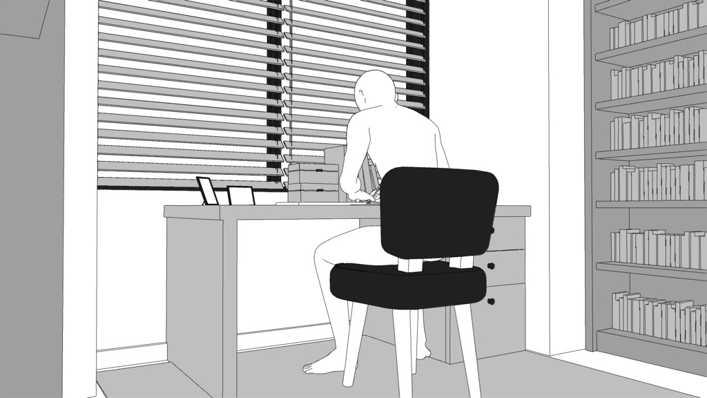 書斎【クリスタ用素材】【3D】