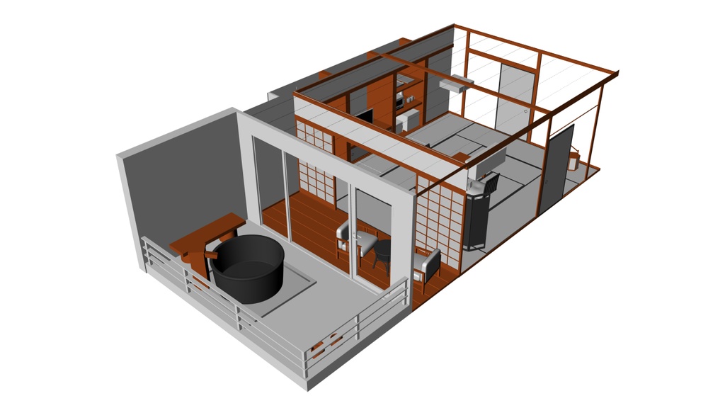 旅館 露天風呂付【クリスタ用素材】【3D】