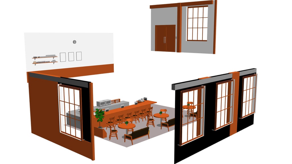 3Dカフェ【クリスタ用素材】【3D】【webtoon対応】