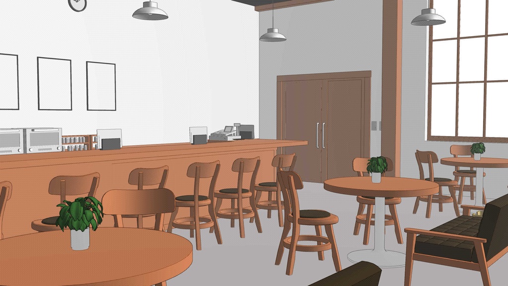 3Dカフェ【クリスタ用素材】【3D】【webtoon対応】