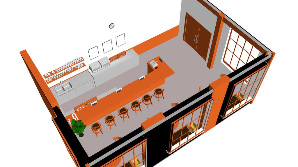 3Dカフェ【クリスタ用素材】【3D】【webtoon対応】