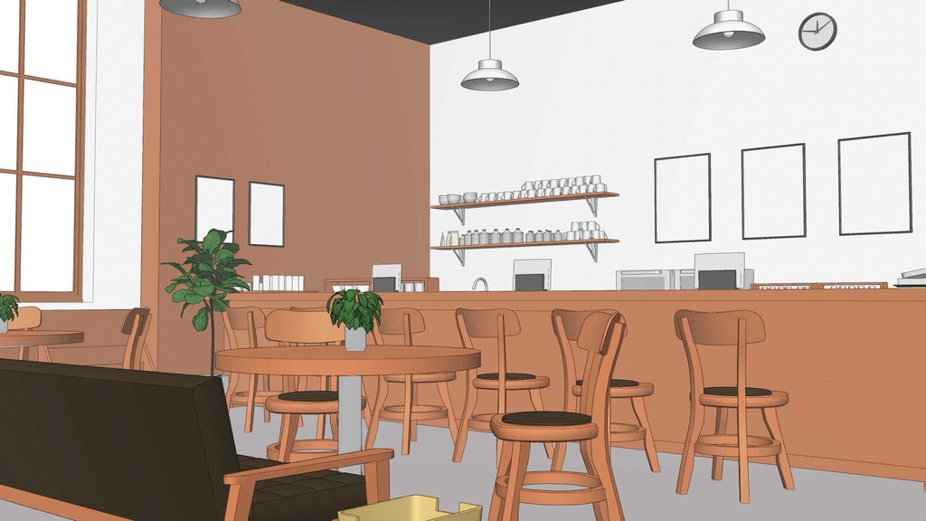 3Dカフェ【クリスタ用素材】【3D】【webtoon対応】