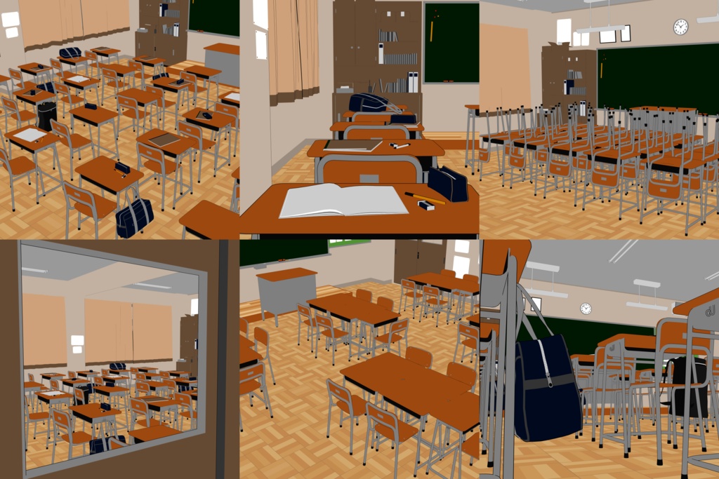 教室【クリップスタジオ】【3D素材】