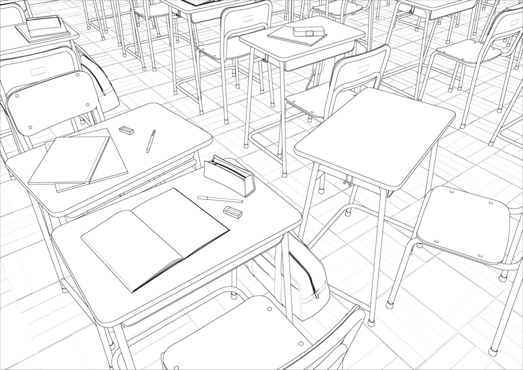 教室【クリップスタジオ】【3D素材】