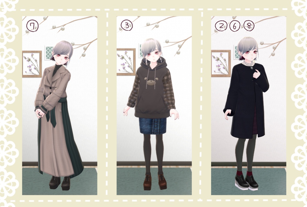 【無償版あり】VRoid冬のお洋服着回しテクスチャセット