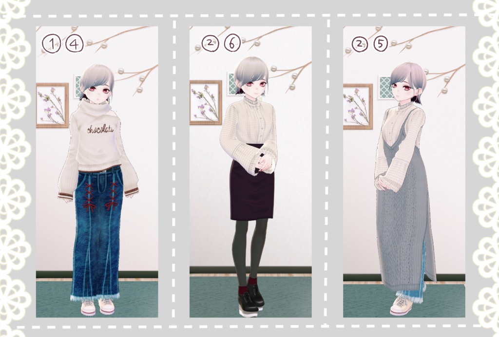 【無償版あり】VRoid冬のお洋服着回しテクスチャセット