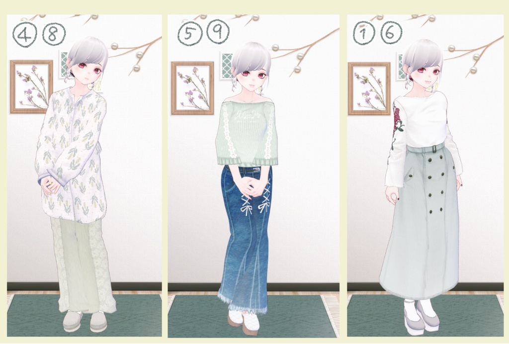 【無償版あり】VRoid春のお洋服着回しテクスチャセット