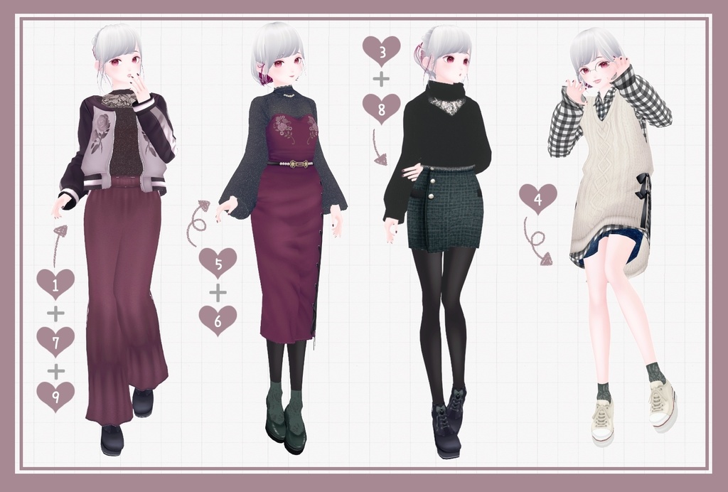 【無償版あり】VRoid秋のお洋服着回しテクスチャセット