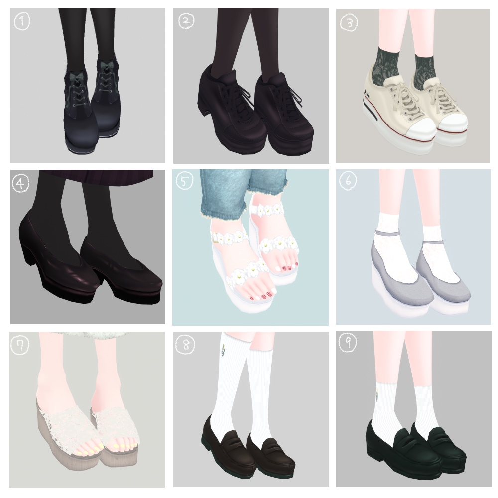 【無償版あり】VRoidこまこ家のシューズクローゼット(現在10足)