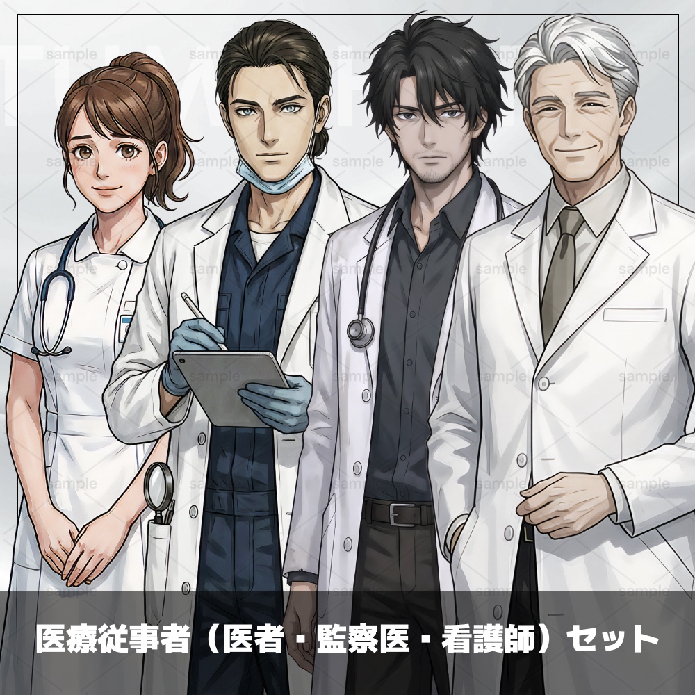 医療従事者4キャラ[立ち絵素材]