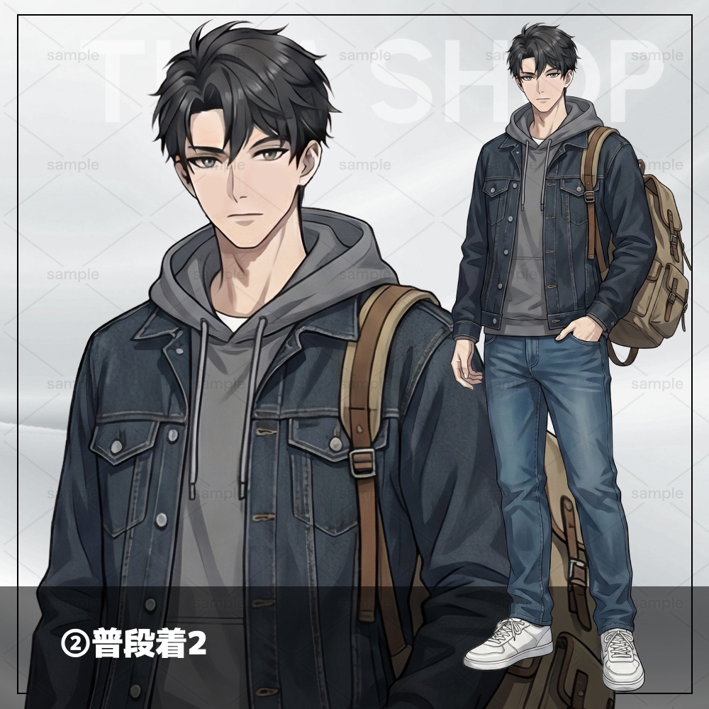 【汎用】男性/衣装5種★TRPG用立ち絵素材(無料版あり)