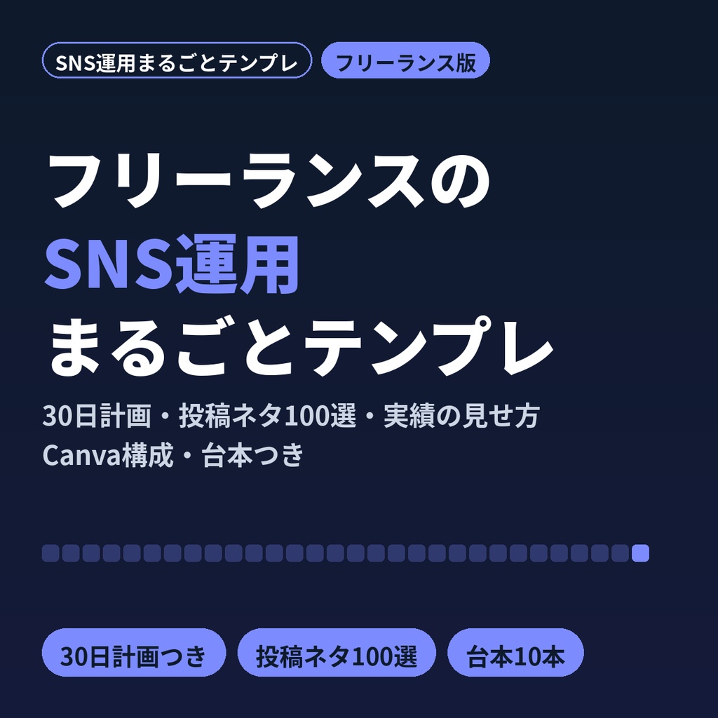 フリーランスのSNS運用まるごとテンプレ｜30日計画・投稿ネタ100選・Canva構成