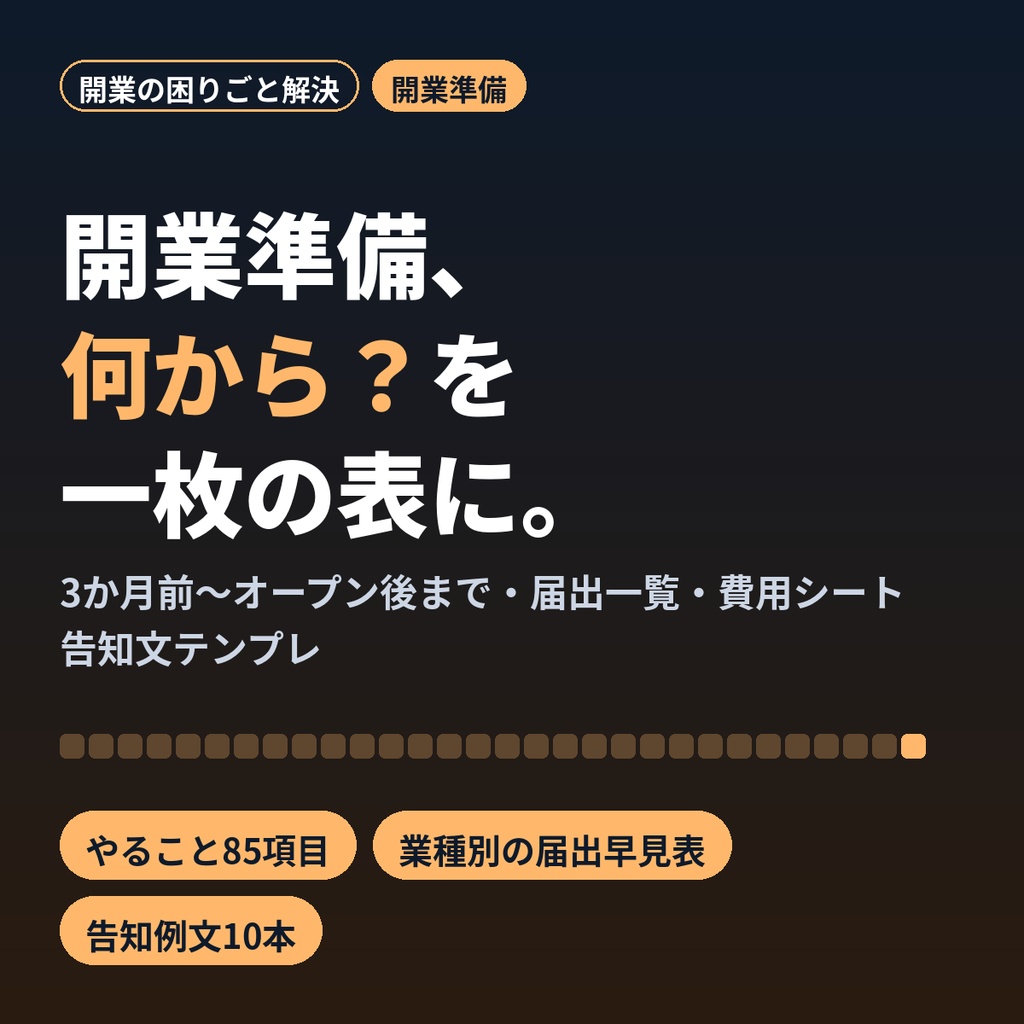 開業準備まるごとチェックリスト｜届出・資金・告知文まで3か月前〜オープン後対応