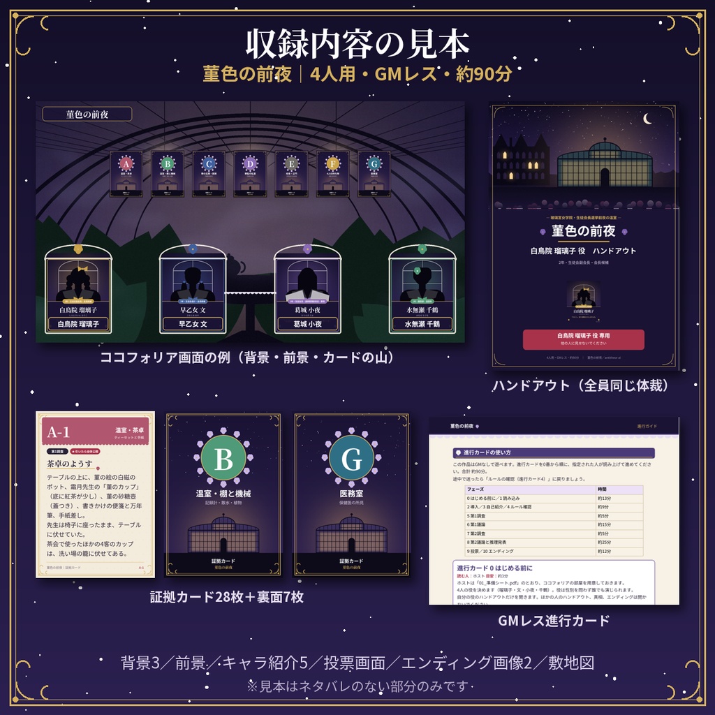 菫色の前夜【マーダーミステリー】4人用・GMレス・約90分