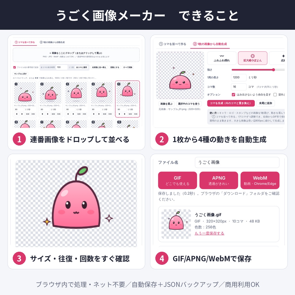 うごく画像メーカー GIF/APNG/WebM作成ツール インストール不要 配信 商用OK