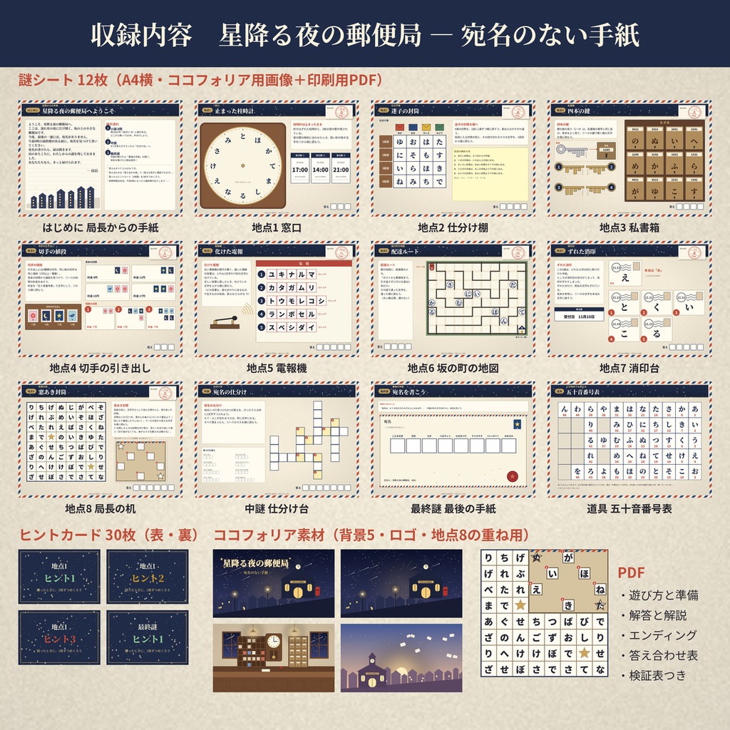 【謎解き脱出ゲーム】星降る夜の郵便局 2〜4人・約60分 ココフォリア/印刷対応 GMレス