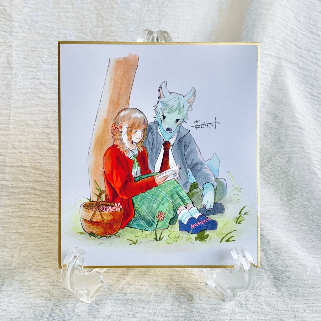 コピック原画「赤ずきんちゃん」　寸松庵色紙サイズ