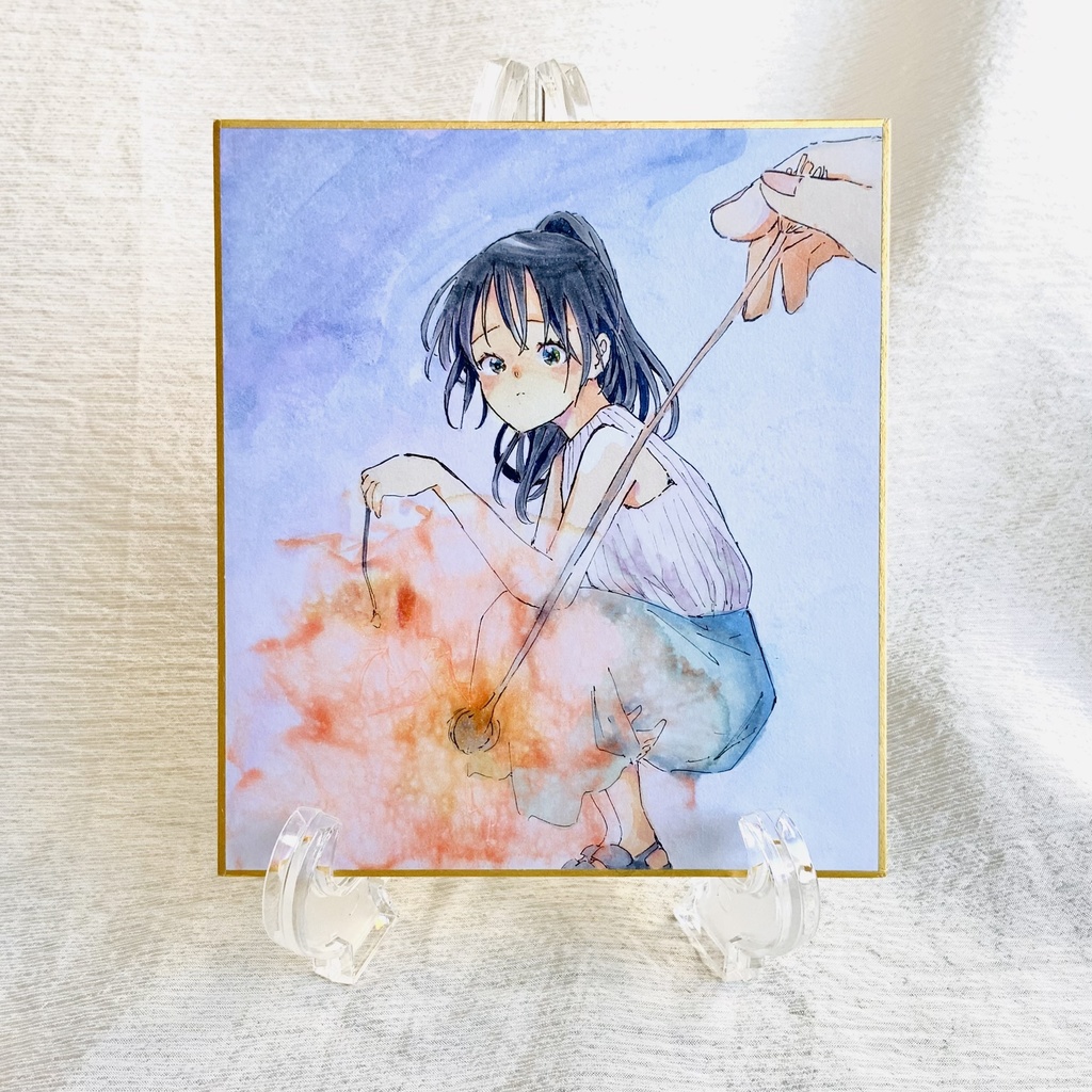 コピック原画「線香花火」　寸松庵色紙サイズ