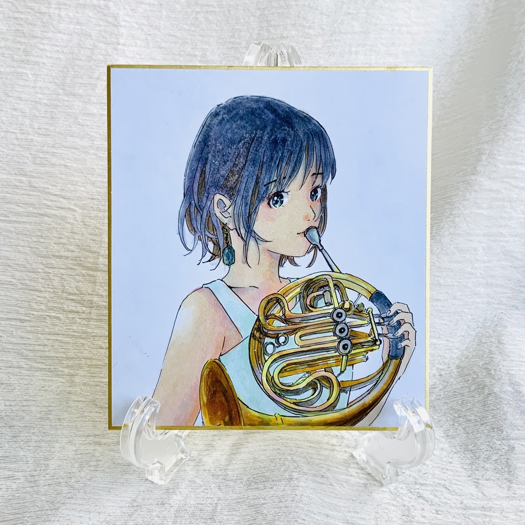 コピック原画「フレンチホルン」　寸松庵色紙サイズ