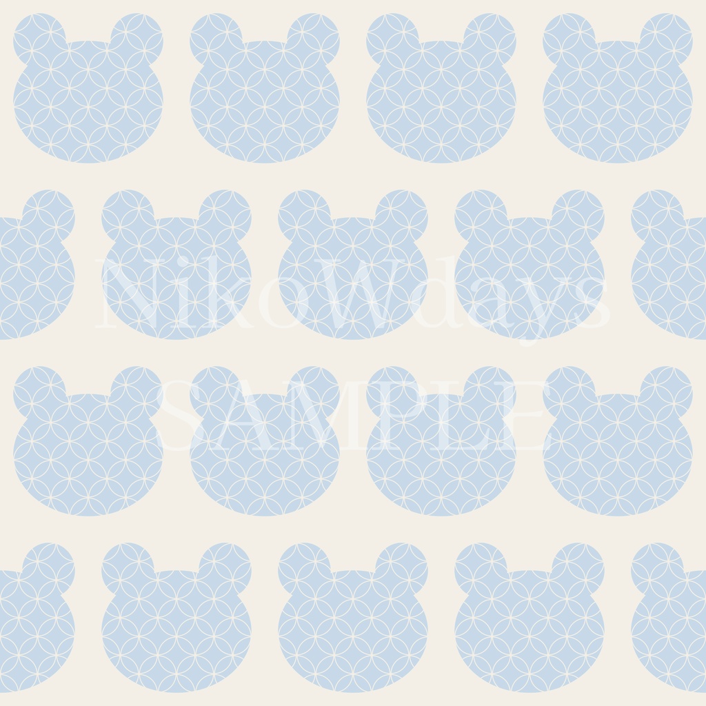 和柄デジタルペーパー 七宝くま|和モダンシームレス総柄 5色セット