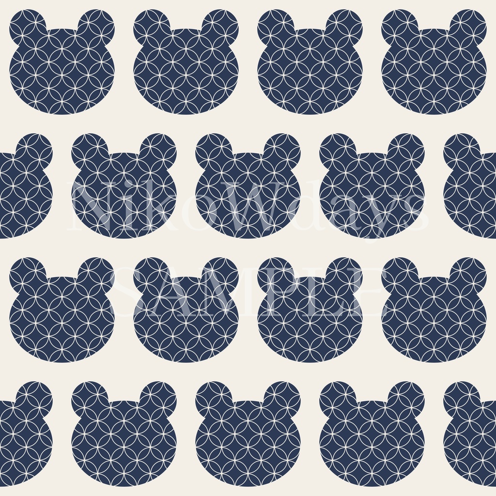 和柄デジタルペーパー 七宝くま|和モダンシームレス総柄 5色セット