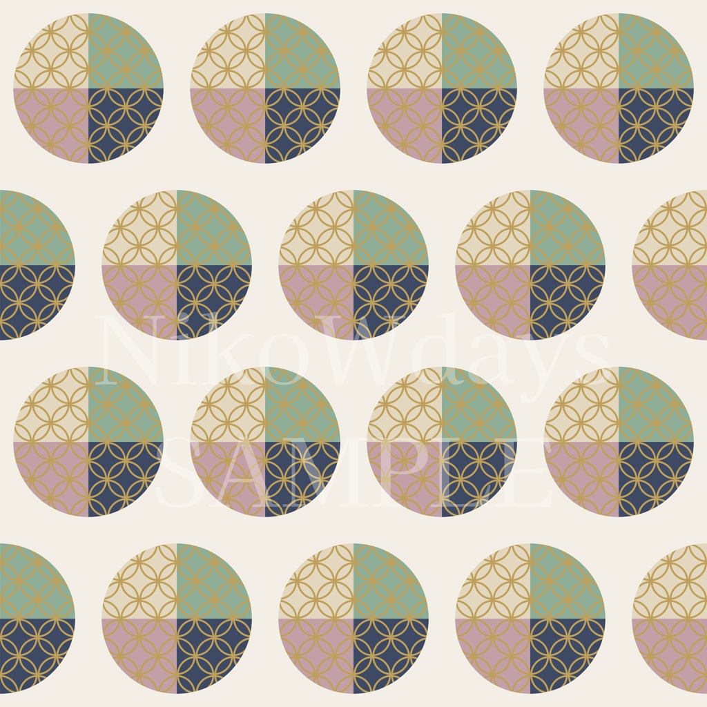 七宝サークル シームレスパターン | 和モダン 背景素材|くすみパステル