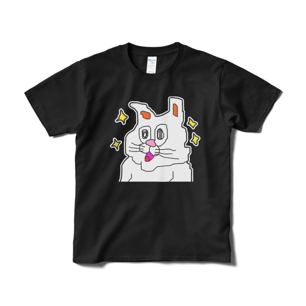 キラキラねこうさぎTシャツ（黒）