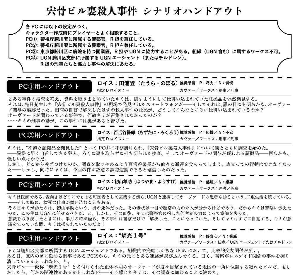 【DL版】ダブルクロスThe3rdEdition刑事ワークスシナリオ集「キミに真実は言えない」 SPLL:E113206