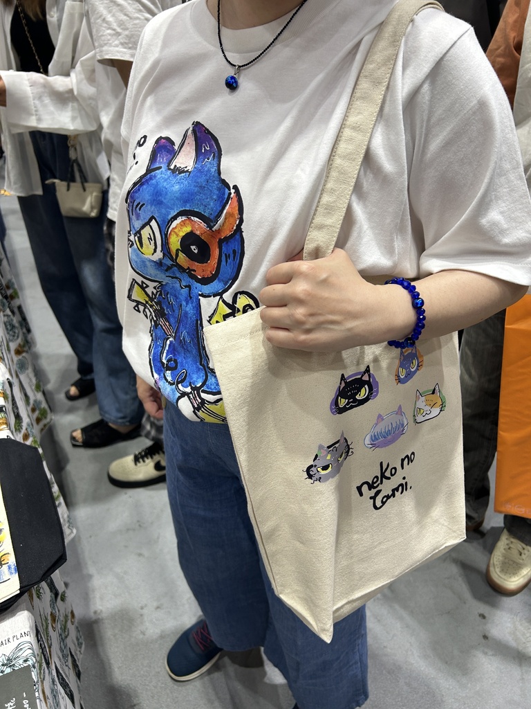 【ねこのたみ二周年記念】Tシャツあおねこギター(フリーサイズ)