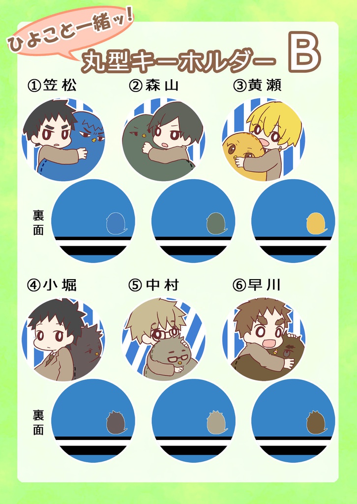 【黒子のバスケ】ひよこと一緒ッ！丸型キーホルダー海常B