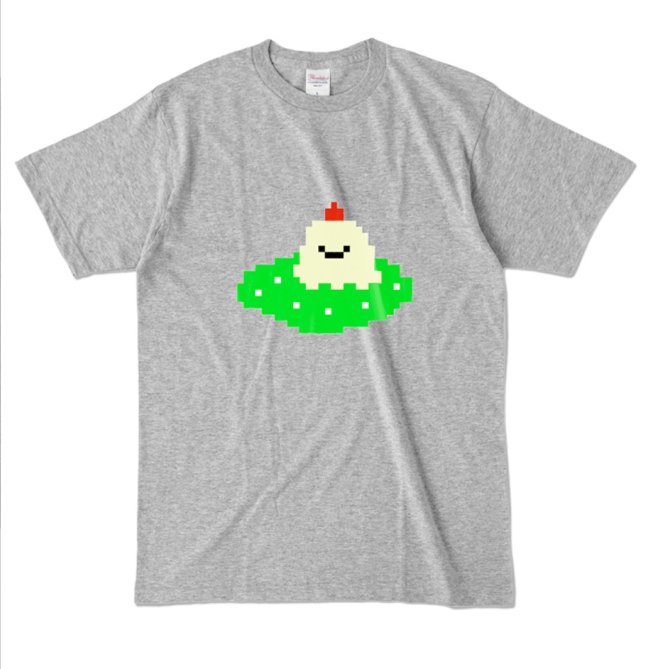 こぼれたメロンソーダフロート(ドットver.)【カラーTシャツ チャコール/グレー】