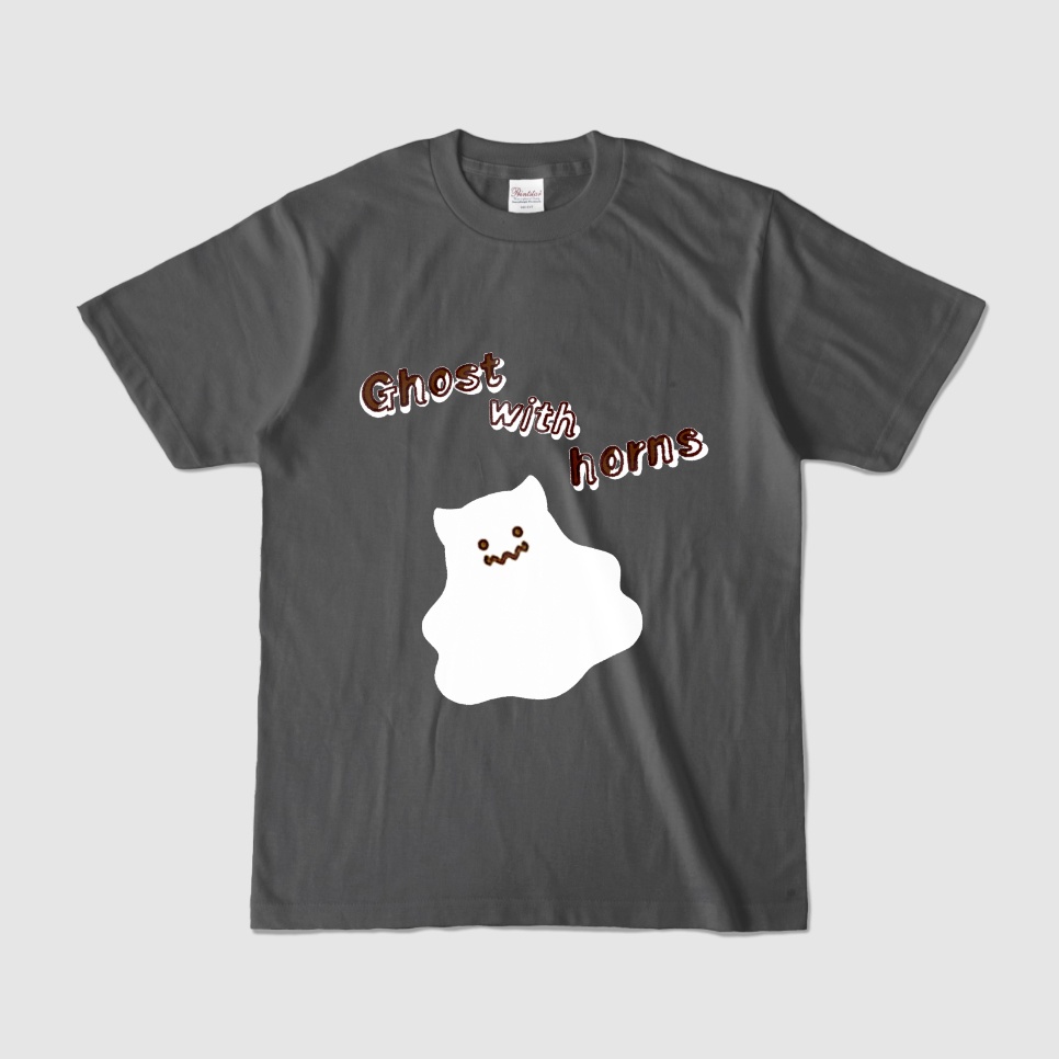 つのゴースト【カラーTシャツ グレー/チャコール】