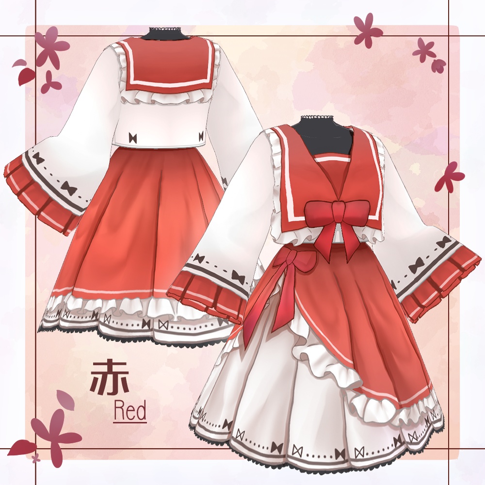 【VRoid】セーラーロリータ服【4色+全色】