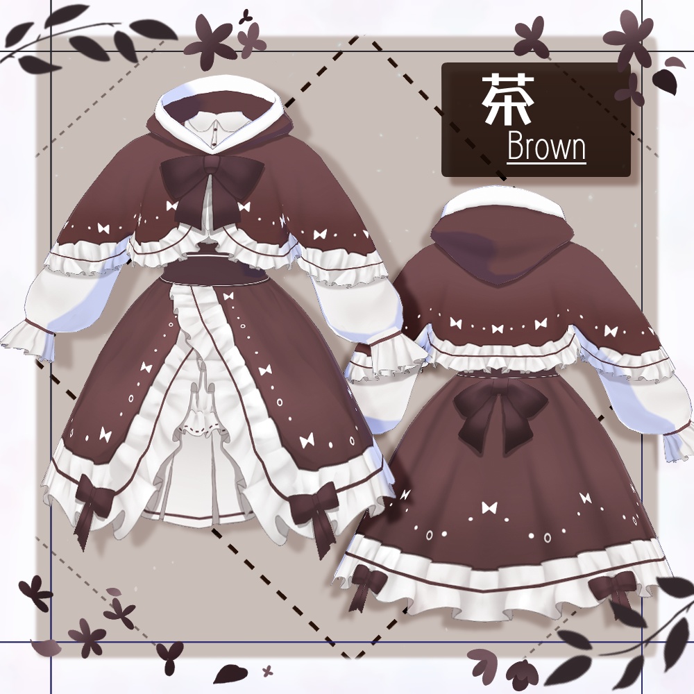 【VRoid】ケープワンピース【4色+全色】