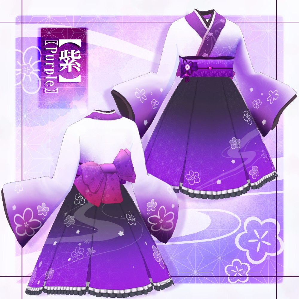 【VRoid】梅柄和風ロリータ【4色+全色】