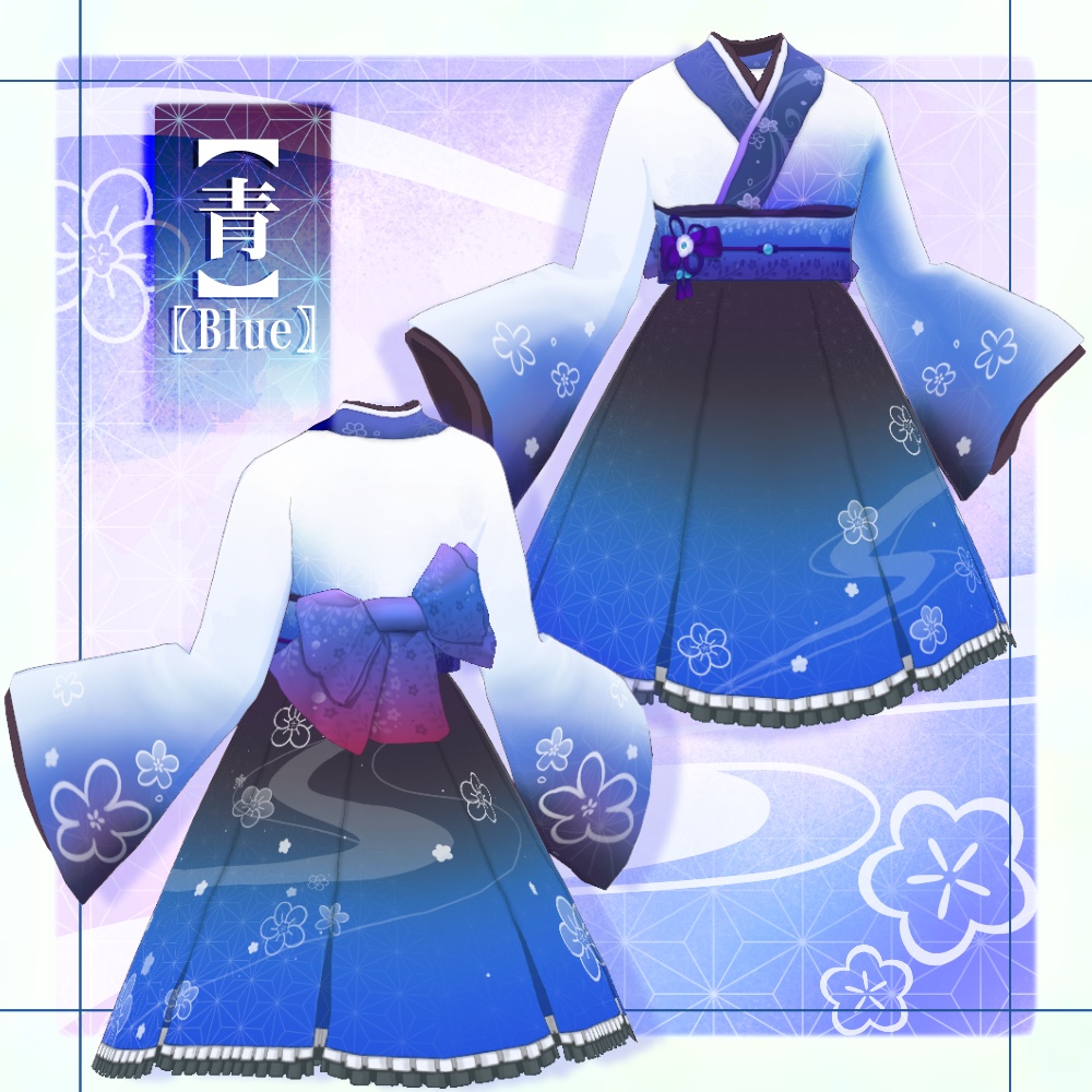 【VRoid】梅柄和風ロリータ【4色+全色】