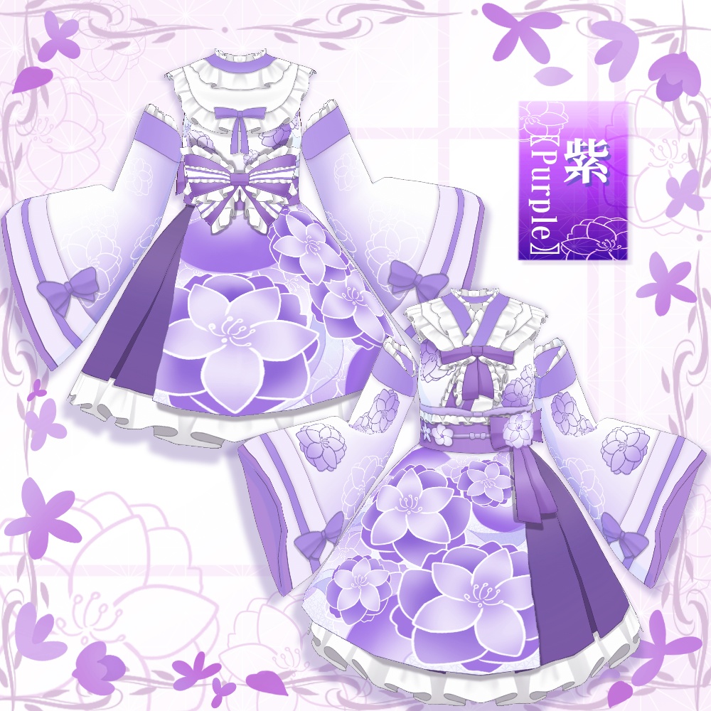 【VRoid】桃花和風ロリータ【4色+全色】