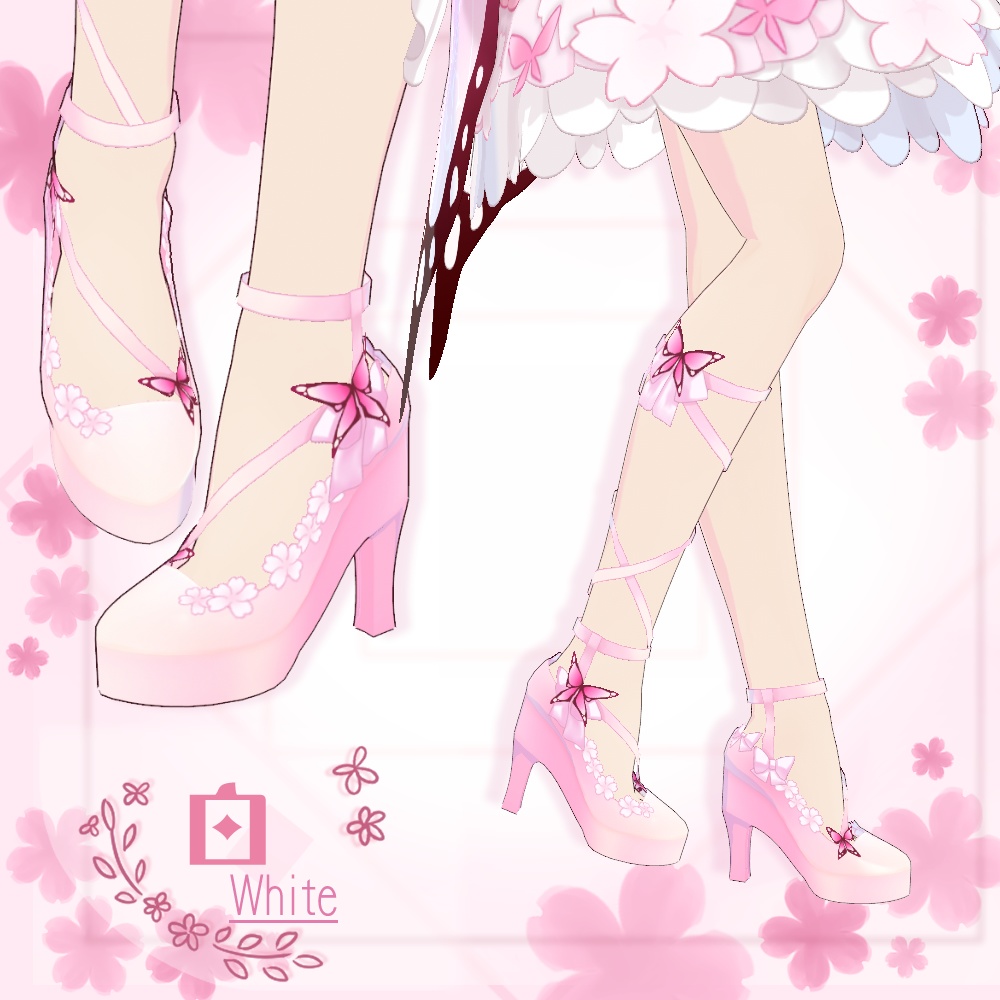【VRoid】桜蝶リボンヒール【3色+全色】