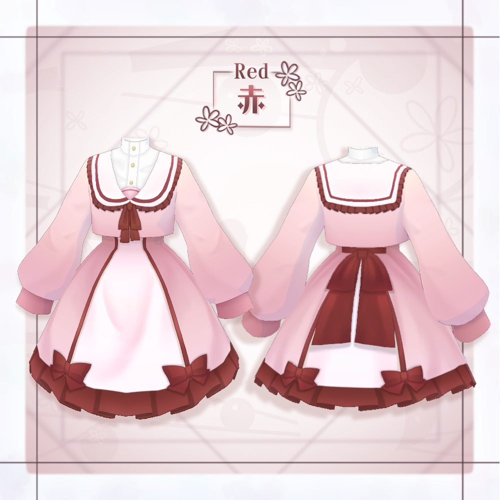 【VRoid】シンプルセーラーロリータ【4色+全色】