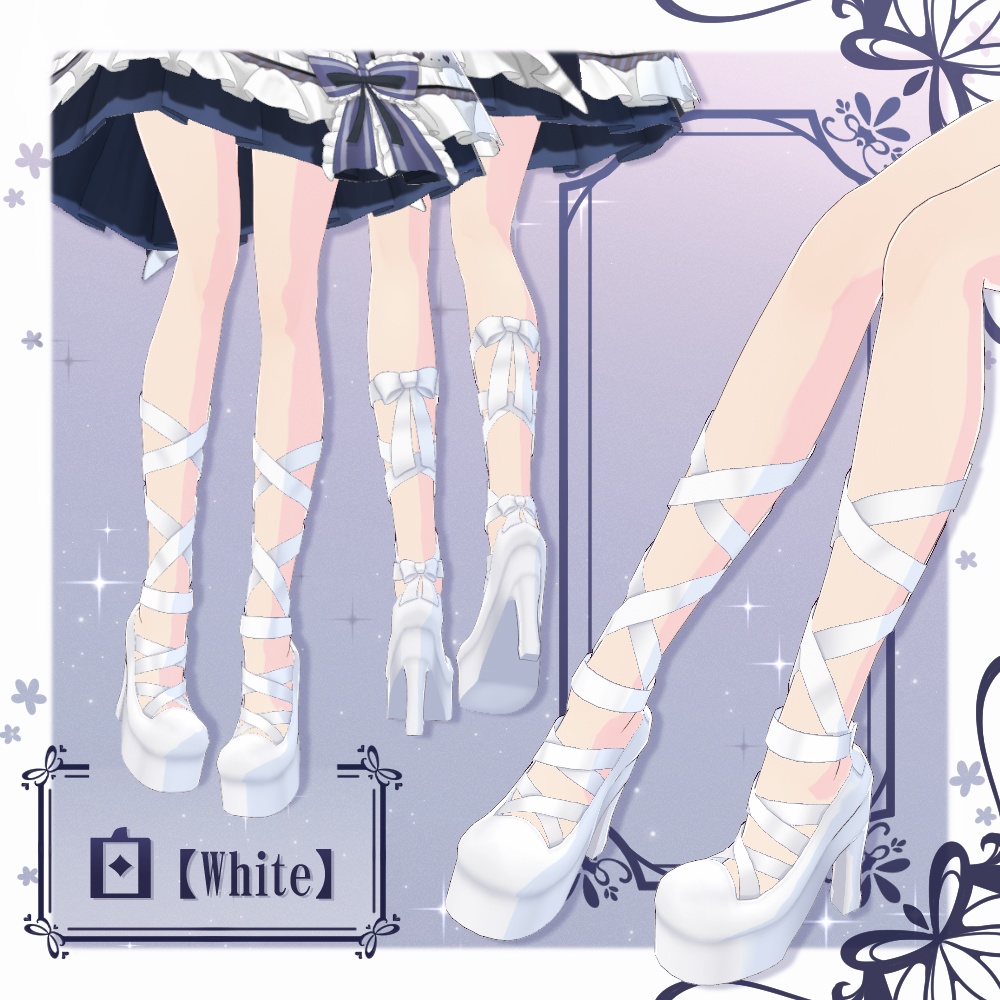 【VRoid】厚底レースアップヒール【4色+全色】