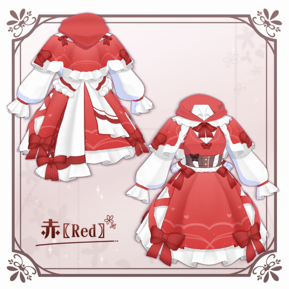 【VRoid】ケープワンピースNo.2【4色+全色】