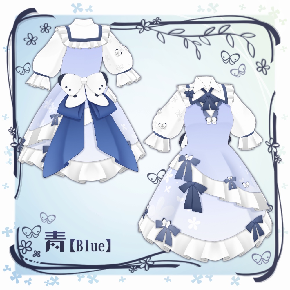 【VRoid】モンシロチョウのロリータワンピース【5色+全色】