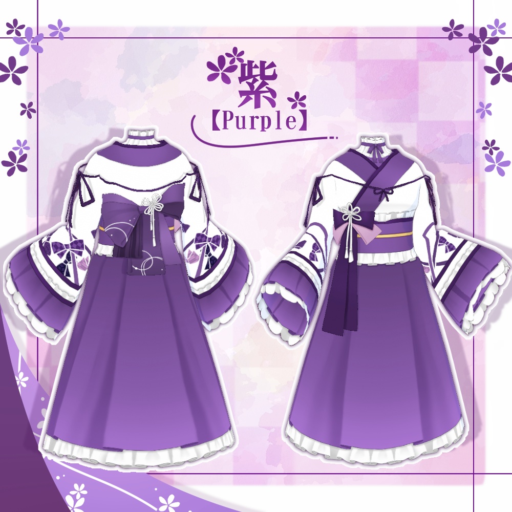 【VRoid】袴風リボン柄ロリータ【4色+全色】