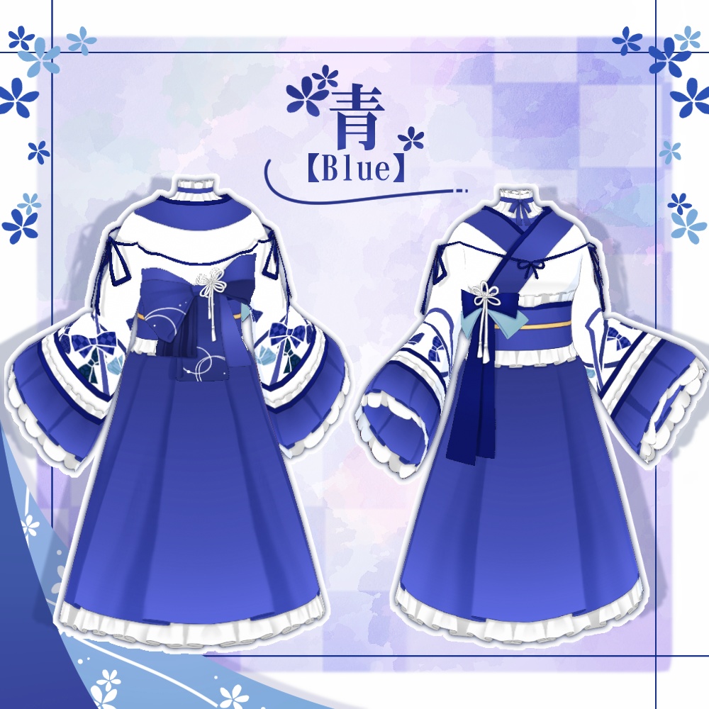 【VRoid】袴風リボン柄ロリータ【4色+全色】