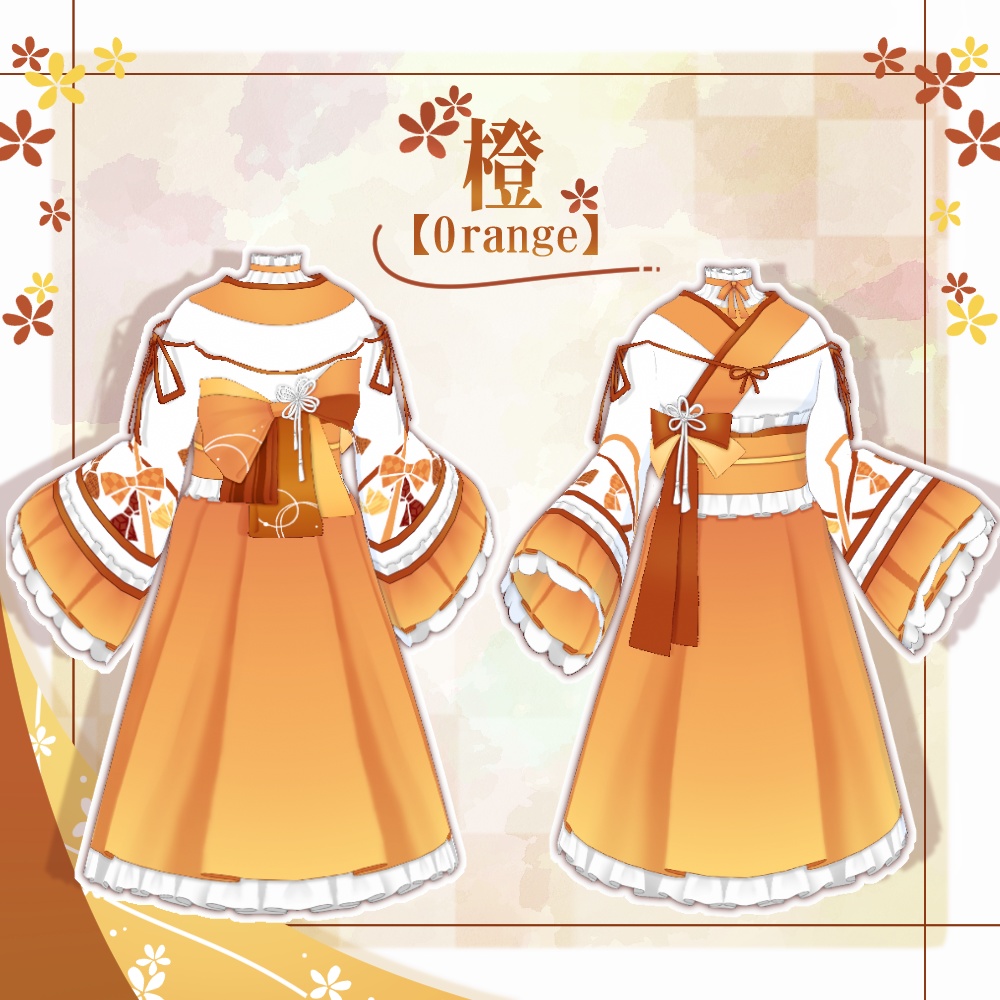 【VRoid】袴風リボン柄ロリータ【4色+全色】