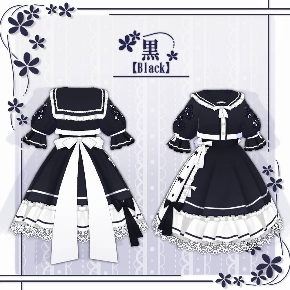 【VRoid】リボンセーラーロリータ服【4色+全色】