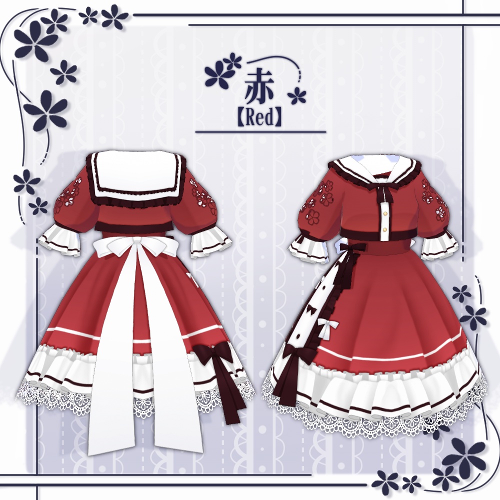 【VRoid】リボンセーラーロリータ服【4色+全色】