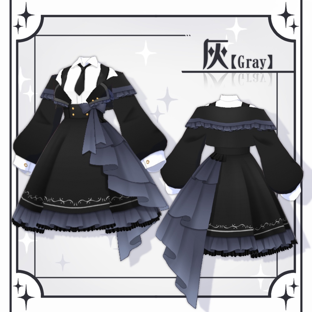 【VRoid】シックモダンロリータ服【5色+全色】