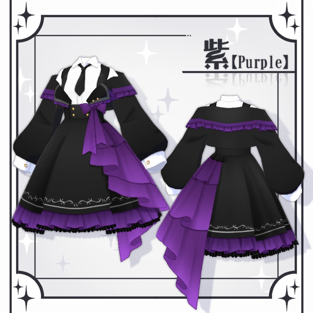 【VRoid】シックモダンロリータ服【5色+全色】